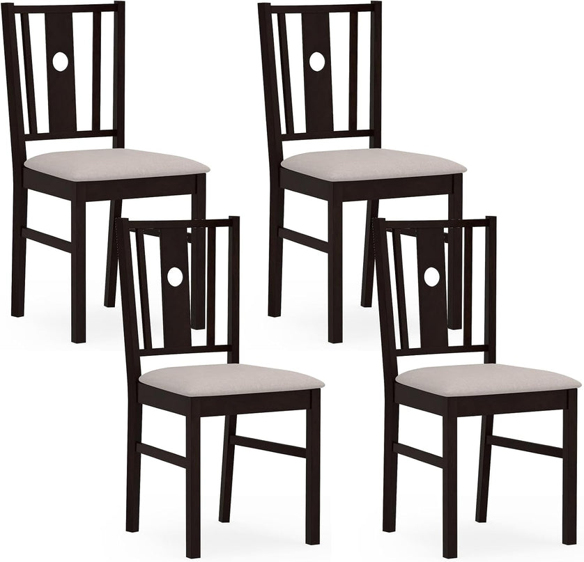 Giantex Upholstered Rubber Wood Dining Chairs Set of 2/4