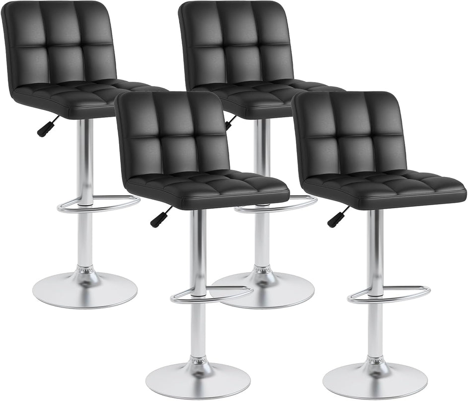 Giantex Swivel Bar Stools Set of 2/4, Upholstered Counter Height Bar Chairs with Back