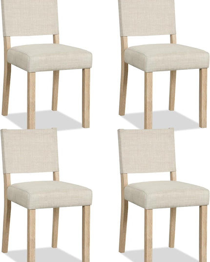 Set of 2/4 Upholstered Dining Chairs with Linen Fabric Seat