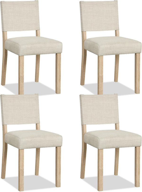 Set of 2/4 Upholstered Dining Chairs with Linen Fabric Seat