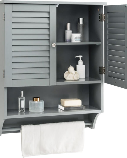 Giantex Bathroom Cabinet Wall Mounted - Hanging Medicine Cabinet with 2 Louvered Doors