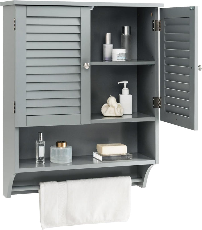 Giantex Bathroom Cabinet Wall Mounted - Hanging Medicine Cabinet with 2 Louvered Doors