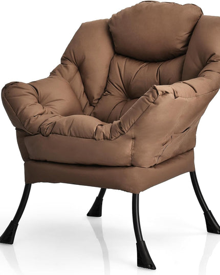 Giantex Modern Lazy Chair, Accent Contemporary Lounge Chair Polyester Fabric w/Steel Frame
