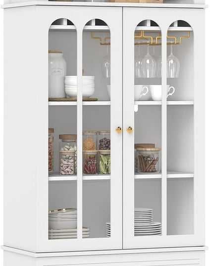 Giantex 71.5" Arched Cabinet, 5-Tier Wooden Pantry Cabinet