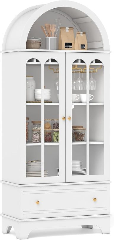 Giantex 71.5" Arched Cabinet, 5-Tier Wooden Pantry Cabinet