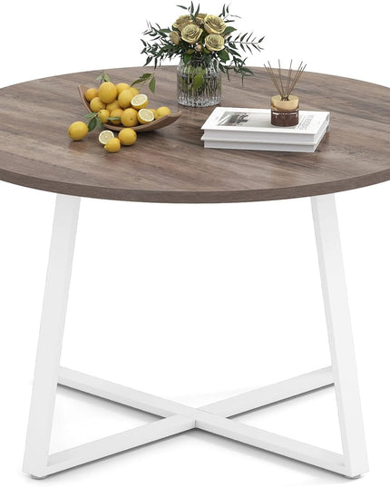 Giantex 47-inches Round Dining Table with Metal Pedestal Base