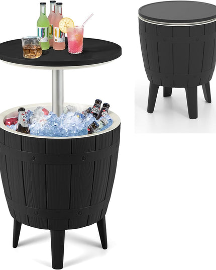 Giantex Cooler Side Table Outdoor - 10 Gallon Cooler Table with Drainage Plug, Adjustable Height