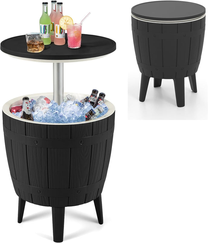 Giantex Cooler Side Table Outdoor - 10 Gallon Cooler Table with Drainage Plug, Adjustable Height