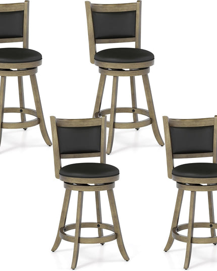 Tabouret de bar à hauteur de comptoir Giantex avec dossier pivotant en bois et revêtement en tissu