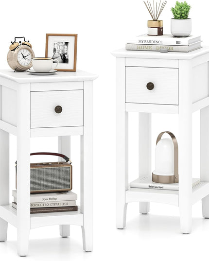 Giantex 23.5" H Side Table w/Open Storage Shelf & Solid Wood Frame No Assembly Needed