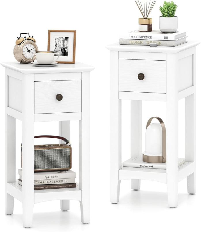 Giantex 23.5" H Side Table w/Open Storage Shelf & Solid Wood Frame No Assembly Needed