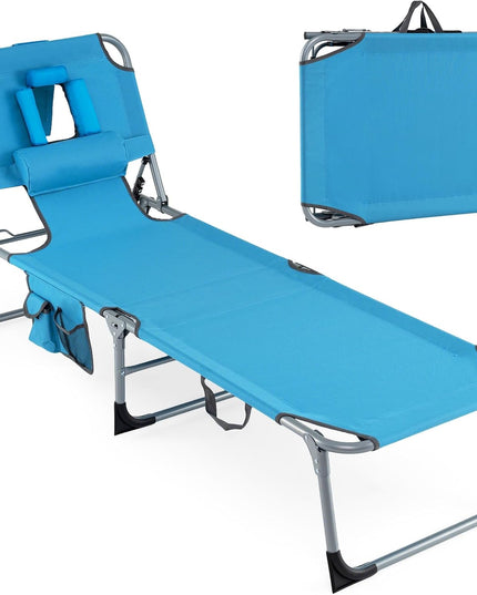 Chaise longue de plage pliante Giantex Face Down avec dossier réglable à 4 positions (1/2)