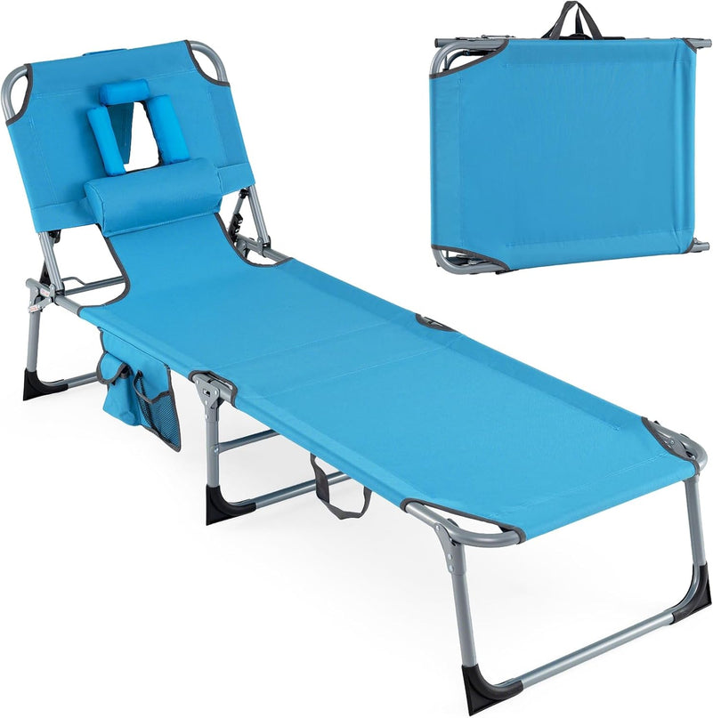 Giantex Face Down Folding Beach Lounge Chair w/ 4-Position Adjustable Backrest (1/2)