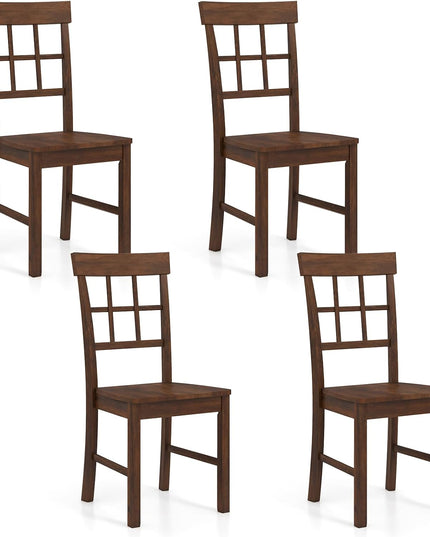 Giantex Wooden Dining Chairs Set of 2/4 with Window Back & Contoured Seat