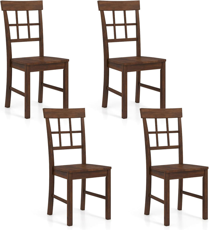 Giantex Wooden Dining Chairs Set of 2/4 with Window Back & Contoured Seat