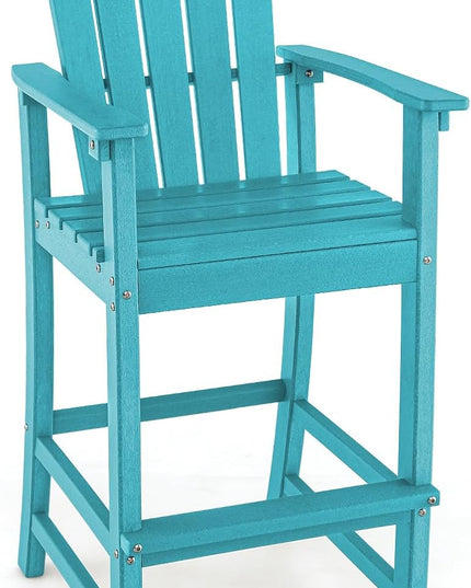 Giantex Outdoor HDPE Bar Stool, Tall Adirondack Chair with Armrests and Footrest, 30 Inches Counter Height Bar Stool