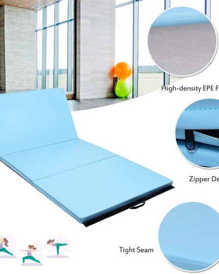 Gymnastics Mat, Anti-Tear Folding Gymnastics Exercise Mats Carrying Handles - Giantexus