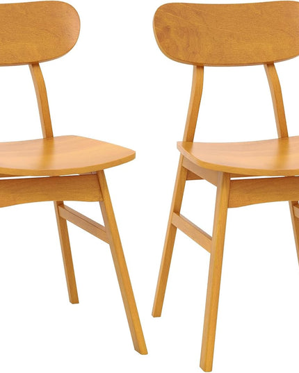 Giantex Wooden Dining Chairs Set of 2/4, Farmhouse Kitchen Chairs with Curved Backrest & Seat