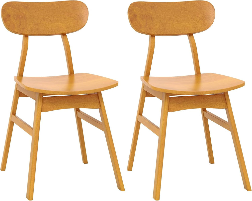 Giantex Wooden Dining Chairs Set of 2/4, Farmhouse Kitchen Chairs with Curved Backrest & Seat
