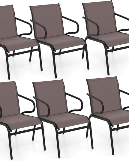 Giantex All Weather Patio Chairs with Ergonomic Backrests & Armrests