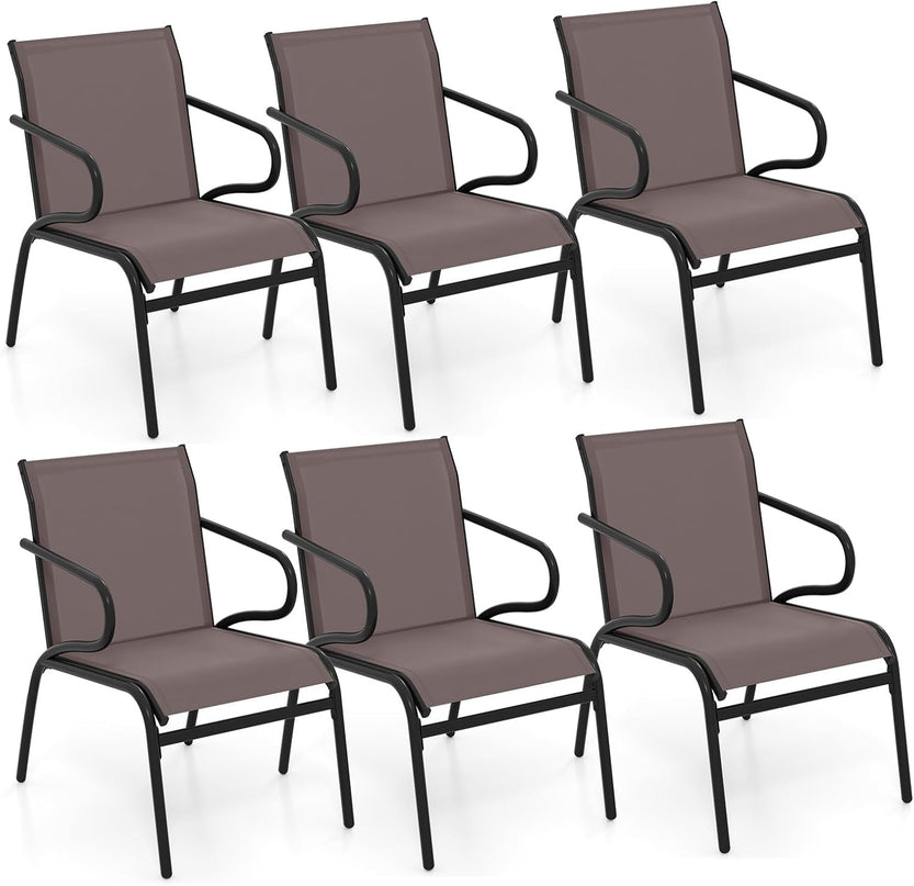 Giantex All Weather Patio Chairs with Ergonomic Backrests & Armrests
