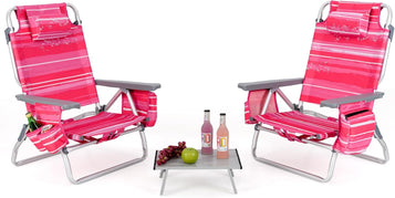 Stripe Pink / 2-Pack Chair with Table