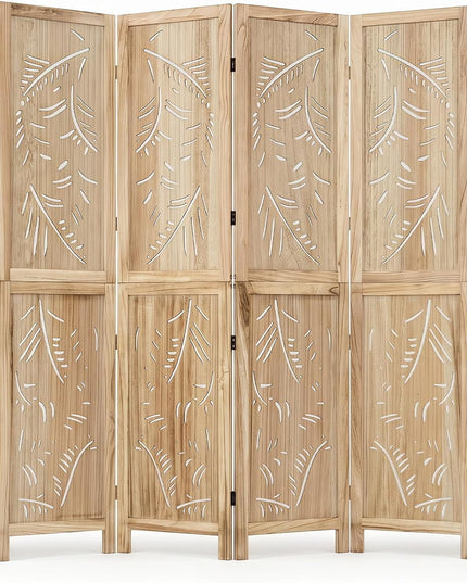 GIANTEX Boho Room Divider with Carved Palm Leaf Pattern