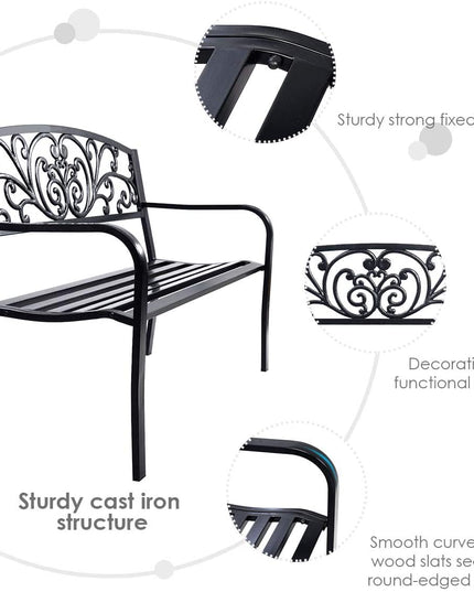 Giantex 50" Patio Garden Bench, Loveseats Park Yard Furniture