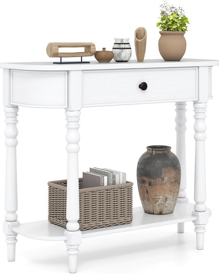 Giantex 36" Retro Entryway Table with Storage Drawer & Elegant Legs for Living Room Foyer