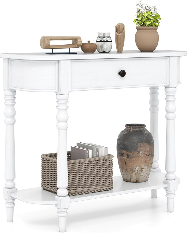 Giantex 36" Retro Entryway Table with Storage Drawer & Elegant Legs for Living Room Foyer