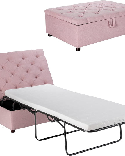 Giantex Ottoman Folding Bed, Fold Out Sleeper Bed with Mattress, Convertible Chair into Sofa Bed