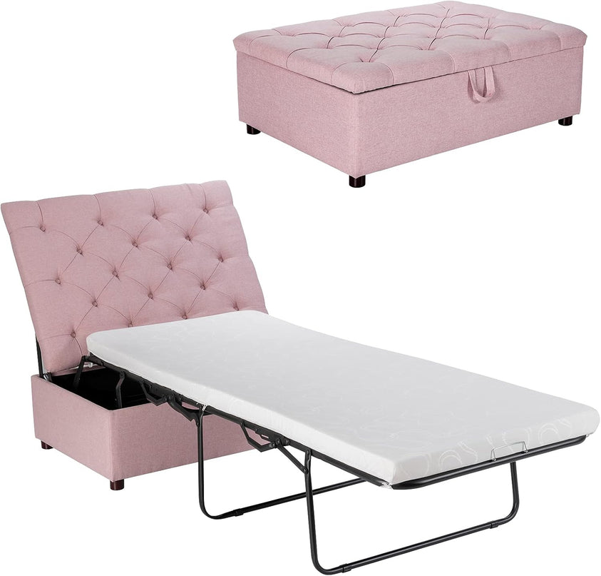 Giantex Ottoman Folding Bed, Fold Out Sleeper Bed with Mattress, Convertible Chair into Sofa Bed