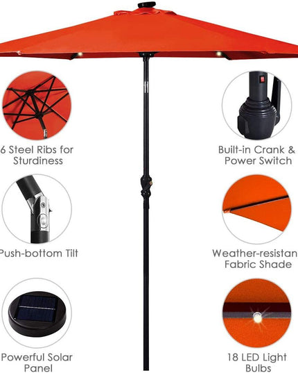 9ft Market Patio Umbrella w/Solar Lights - Giantexus