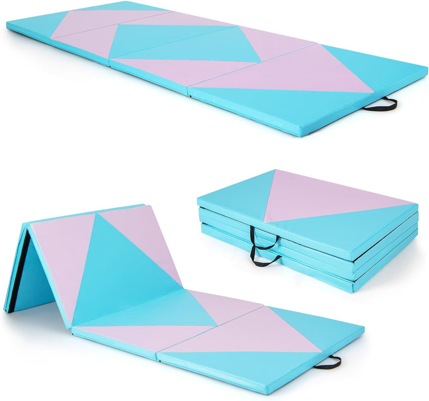 Giantex 4'x10' Gymnastics Mat, 2" Thick Folding Tumbling Mat with Carrying Handles