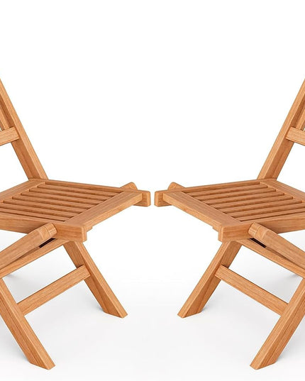 Giantex Patio Folding Chairs, Solid Teak Wood Outdoor Chairs with Slatted Seat & Back