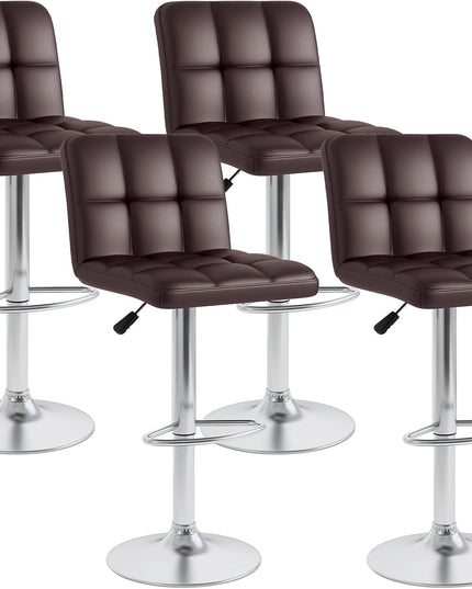 Giantex Swivel Bar Stools Set of 2/4, Upholstered Counter Height Bar Chairs with Back