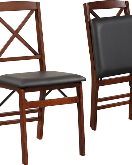 Giantex Folding Dining Chairs Set of 2, Foldable Wood Kitchen Chairs with Padded Seat
