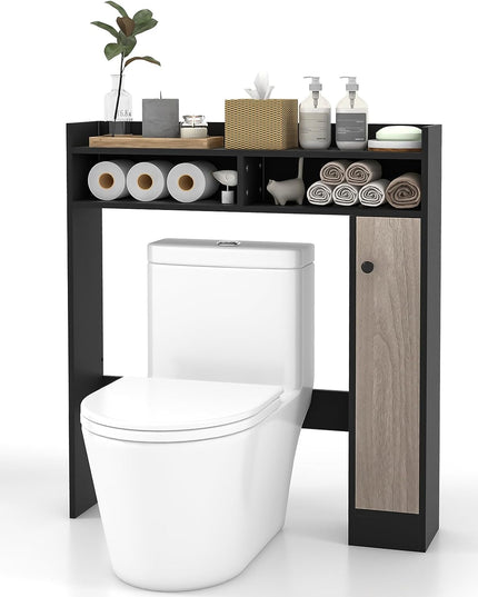 Giantex Over-The-Toilet Storage Rack, Bathroom Freestanding Space Saver with 1-Door Side Storage Cabinet