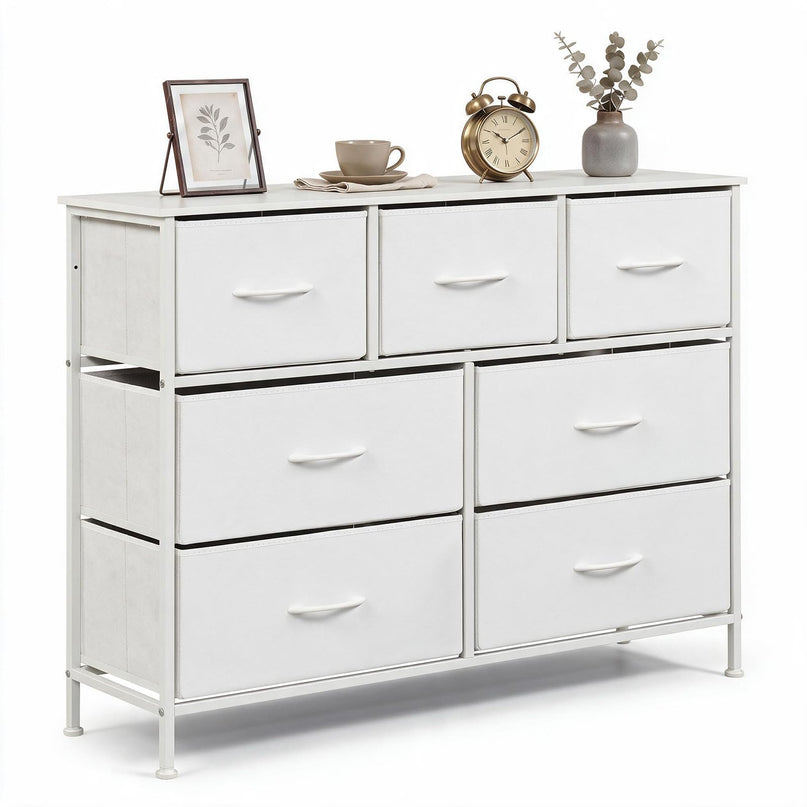 GIANTEX 7-Drawer Wide Dresser with 2-Sized Folding Fabric Drawers & 2 Anti-tipping Kits
