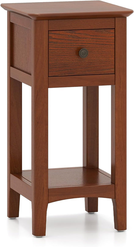 Giantex 23.5" H Side Table w/Open Storage Shelf & Solid Wood Frame No Assembly Needed