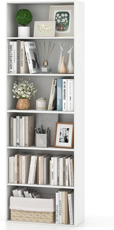 Giantex 6-Tier Bookcase, 70" Tall Wooden Bookshelf, Freestanding Storage Organizer w/Open Shelves
