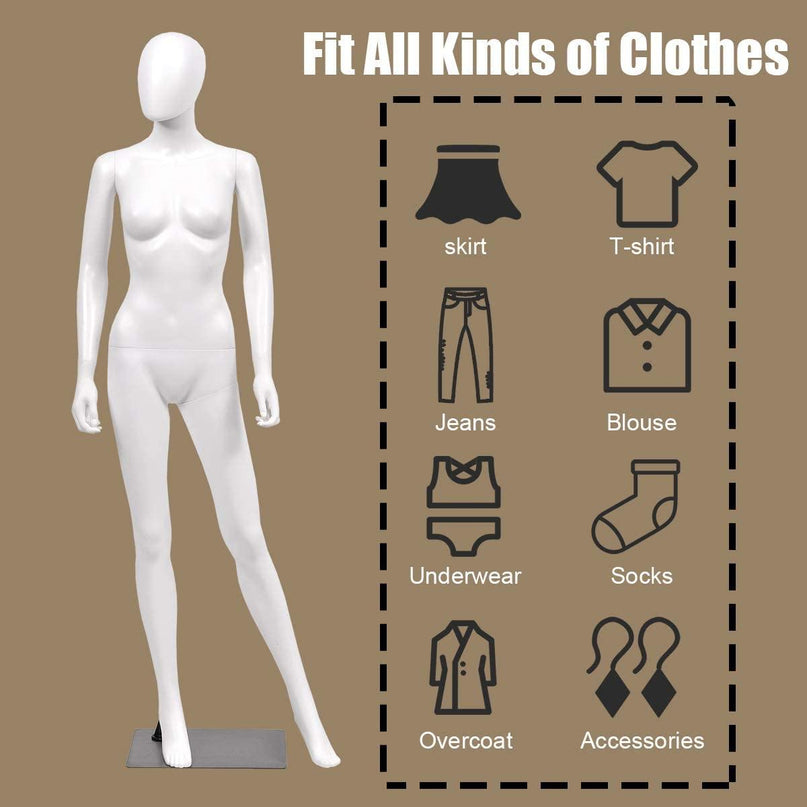 5.8 FT Female Mannequin Adjustable Detachable Manikin - Giantexus
