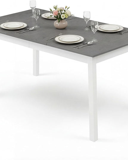 Tables de salle à manger rectangulaires Giantex 60 pouces avec pieds en bois d'hévéa massif