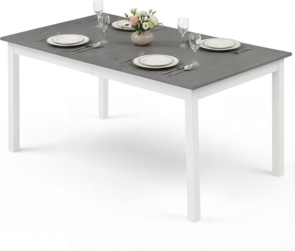 Tables de salle à manger rectangulaires Giantex 60 pouces avec pieds en bois d'hévéa massif