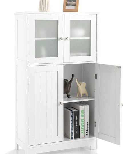 Giantex Storage Cabinet with Doors - Bathroom Floor Cabinet, Freestanding Tall Cabinet