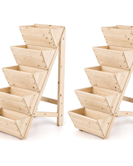 Giantex 5-Tier Wooden Freestanding Vertical Raised Garden Bed (1/2)