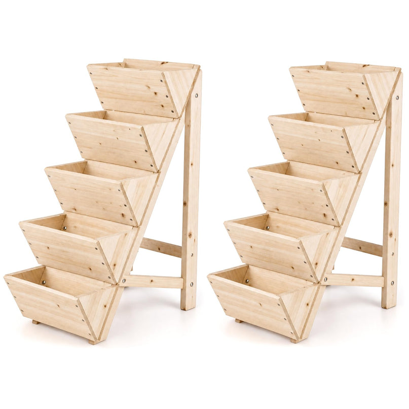 Giantex 5-Tier Wooden Freestanding Vertical Raised Garden Bed (1/2)