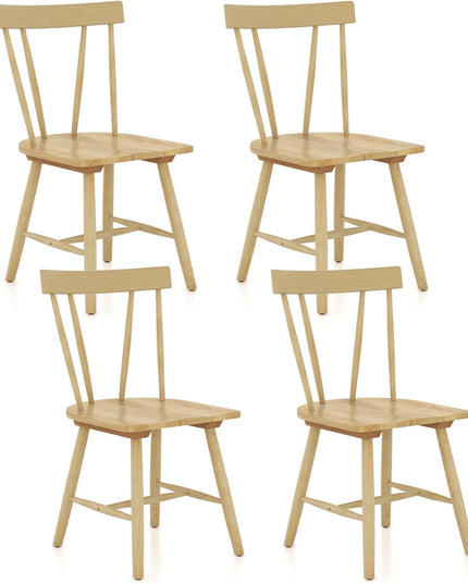 Giantex Windsor Chairs, Armless Dining Chairs with Solid Rubber Wood Frame