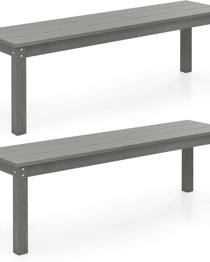 Giantex 55" HDPE Outdoor Bench 2-3 People Weatherproof Backless Patio Garden Benc