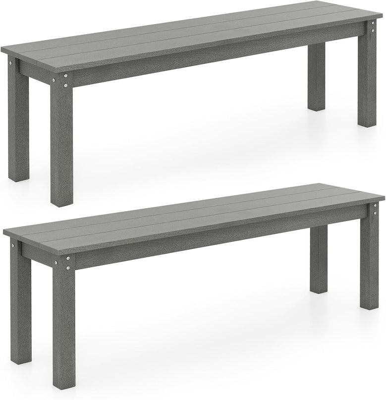 Giantex 55" HDPE Outdoor Bench 2-3 People Weatherproof Backless Patio Garden Benc